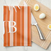 蝶モノグラビクトリアンムストライプ付き柿の キッチンタオル (四つ折り)