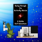 蝶モノグラムの星雲 – ピンクオレンジ | ポスター