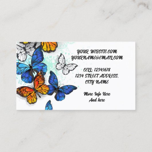 蝶モルフォと（昆虫）オオカバマダラ、モナーク 名刺 (裏面)