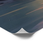 蝶ユニークの川に沈む夕暮れ象 ポスター (角)