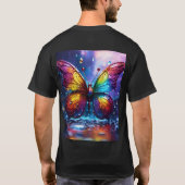 「蝶ユニークデザインTシャツ | 美しい&Cr Tシャツ (裏面)