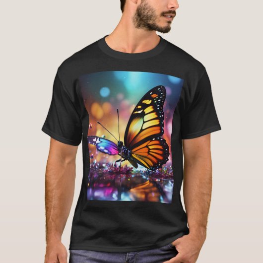 「蝶ユニークデザインTシャツ | 美しい&Cr Tシャツ (正面)