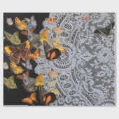 蝶ラッピングアンティーク付き紙 ラッピングペーパー (フラット)