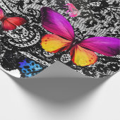 蝶ラッピング紙付き黒レース模様 ラッピングペーパー (角)