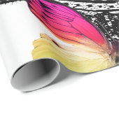 蝶ラッピング紙付き黒レース模様 ラッピングペーパー (ロールコーナー)