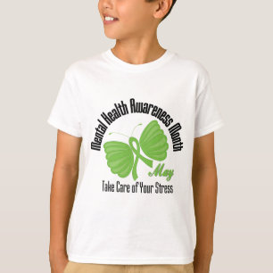 蝶リボンの精神衛生の認識度月 Tシャツ