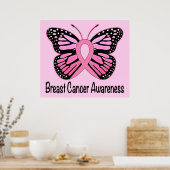 蝶リボンを持つ乳がん認識度 ポスター (キッチン)