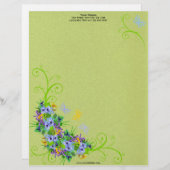 蝶レターヘッドが付いている春の花 レターヘッド (正面/裏面)