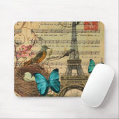蝶ロビンの鳥の巣のパリ青いエッフェル塔 マウスパッド (マウス)