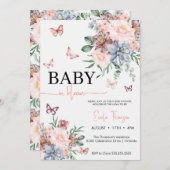 蝶ワイルドフラワーガールベビーシャワー 招待状 (正面/裏面)