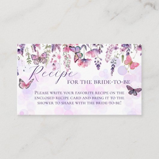 蝶ワイルドフラワーズブライダルシャワーレシピ エンクロージャーカード (正面)