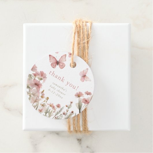 蝶ワイルドフラワーズ春ベビーシャワーフローラ フェイバータグ (インサイチュ)