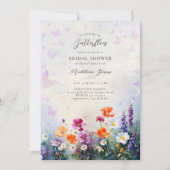 蝶ワイルドフラワーズ薄紫ガーデンブライダルシャワー 招待状 (正面)
