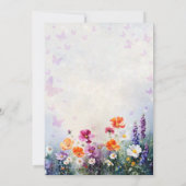 蝶ワイルドフラワーズ薄紫ガーデンブライダルシャワー 招待状 (裏面)