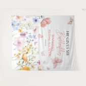 蝶ワイルドフラワーブライダルシャワーバックドロップ タペストリー (正面(横))