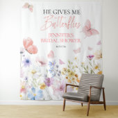 蝶ワイルドフラワーブライダルシャワーバックドロップ タペストリー (インサイチュ)