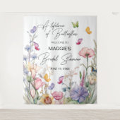 蝶ワイルドフラワーブライダルシャワー背景 タペストリー (正面)