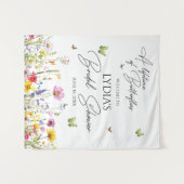 蝶ワイルドフラワーブライダルシャワー背景 タペストリー (正面(横))