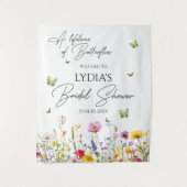 蝶ワイルドフラワーブライダルシャワー背景 タペストリー (正面)