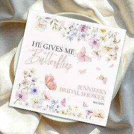 蝶ワイルドフラワーブライダルシャワー スタンダードカクテルナプキン