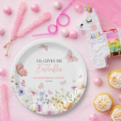 蝶ワイルドフラワーブライダルシャワー ペーパープレート (パーティー)