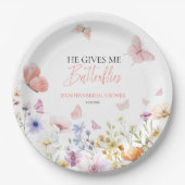 蝶ワイルドフラワーブライダルシャワー ペーパープレート (正面)