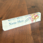 蝶ヴィンテージの花柄 デスクネームプレート (側面)