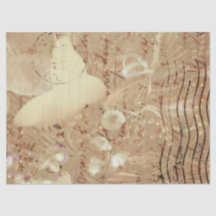 蝶ヴィンテージアンティークフローラセピアスクリプト