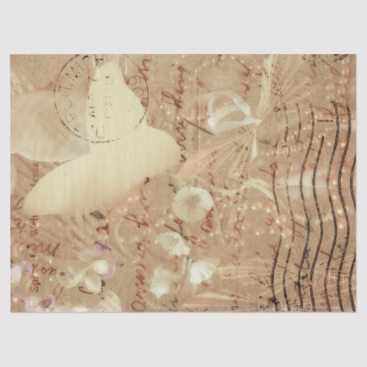 蝶ヴィンテージアンティークフローラセピアスクリプト 薄葉紙 (正面)