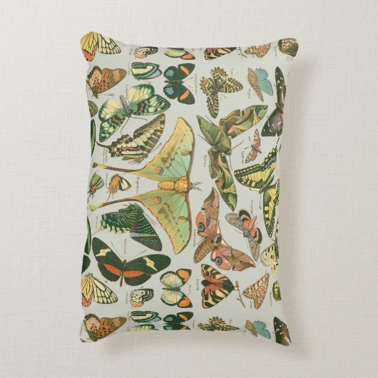 蝶ヴィンテージアンティーク蝶アート アクセントクッション (裏面(縦))