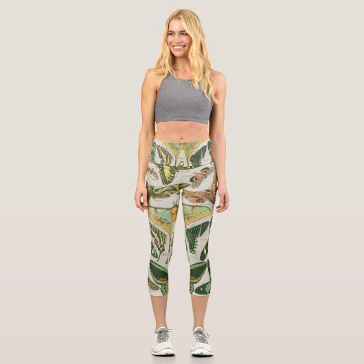 蝶ヴィンテージアンティーク蝶アート カプリレギンス (正面)