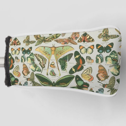 蝶ヴィンテージアンティーク蝶アート ゴルフヘッドカバー (正面)