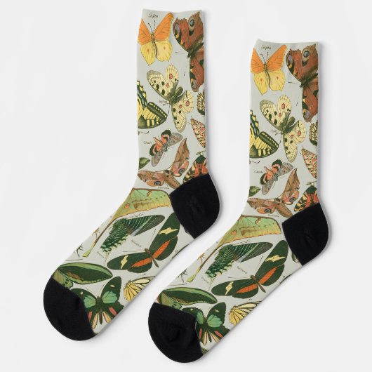 蝶ヴィンテージアンティーク蝶アート ソックス (左)