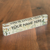 蝶ヴィンテージアンティーク蝶アート デスクネームプレート (側面)