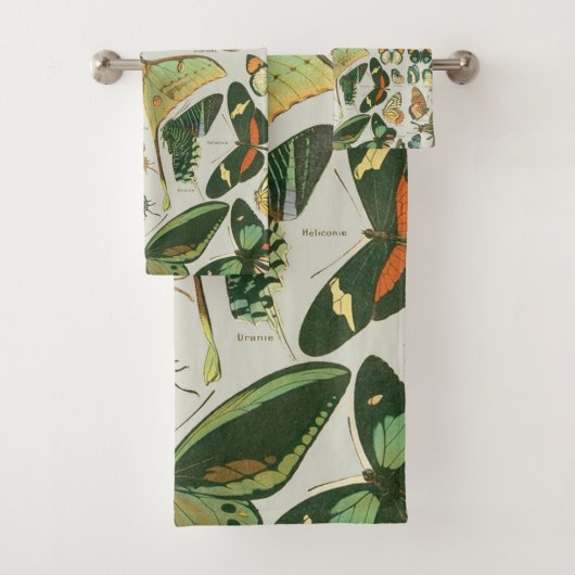 蝶ヴィンテージアンティーク蝶アート バスタオルセット (インサイチュ)