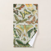 蝶ヴィンテージアンティーク蝶アート バスタオルセット (ハンドタオル)