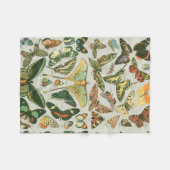 蝶ヴィンテージアンティーク蝶アート フリースブランケット (正面(横))