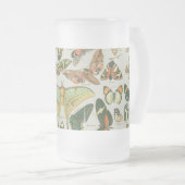 蝶ヴィンテージアンティーク蝶アート フロストグラスビールジョッキ (正面右)