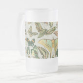 蝶ヴィンテージアンティーク蝶アート フロストグラスビールジョッキ (正面左)