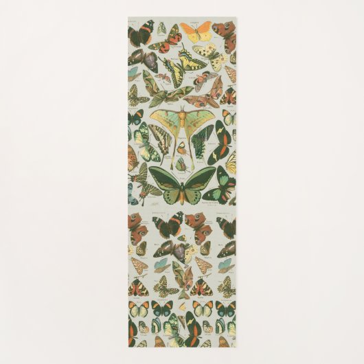 蝶ヴィンテージアンティーク蝶アート ヨガマット (正面)