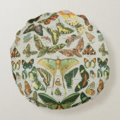 蝶ヴィンテージアンティーク蝶アート ラウンドクッション (裏面)