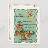 蝶ヴィンテージジャパンシルク広告 ポストカード (正面/裏面)