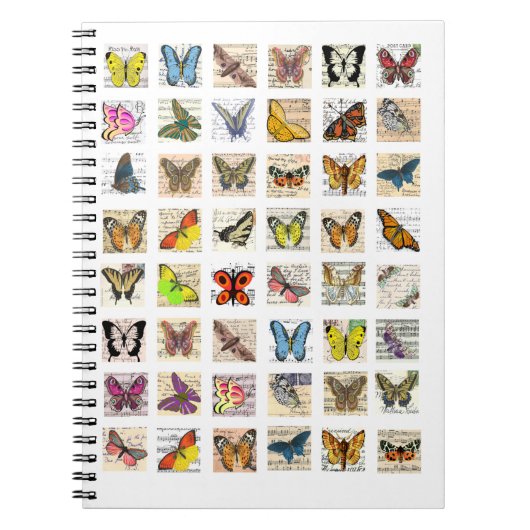 蝶ヴィンテージ葉書ephemera collageシート ノートブック (正面)