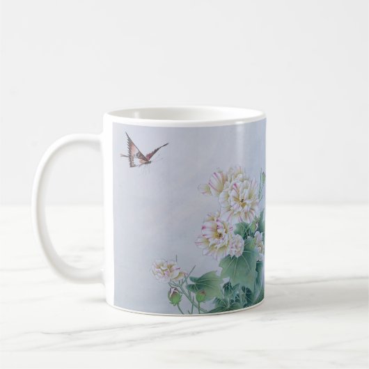 蝶中国の付き花 コーヒーマグカップ (左)