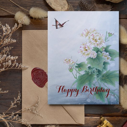 蝶中国の付き花 シーズンポストカード