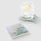 蝶中国の付き花 ストーンコースター (横)