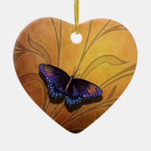 蝶休止V2のハートのオーナメント セラミックオーナメント (正面)