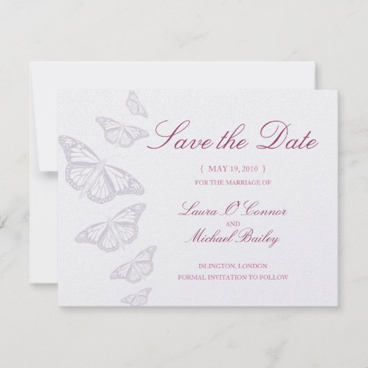 蝶保存日付カード セーブザデート (正面)