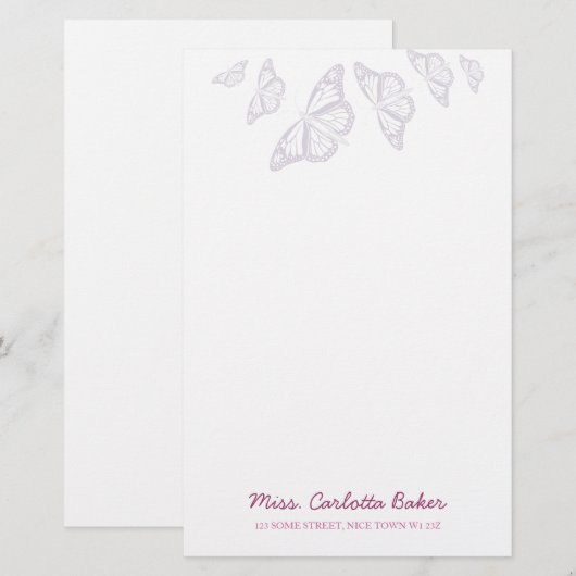 蝶個人的な文房具 便箋 (正面/裏面)