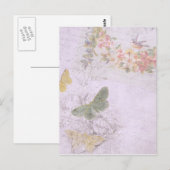 蝶動揺してと花のヴィンテージ ポストカード (正面/裏面)
